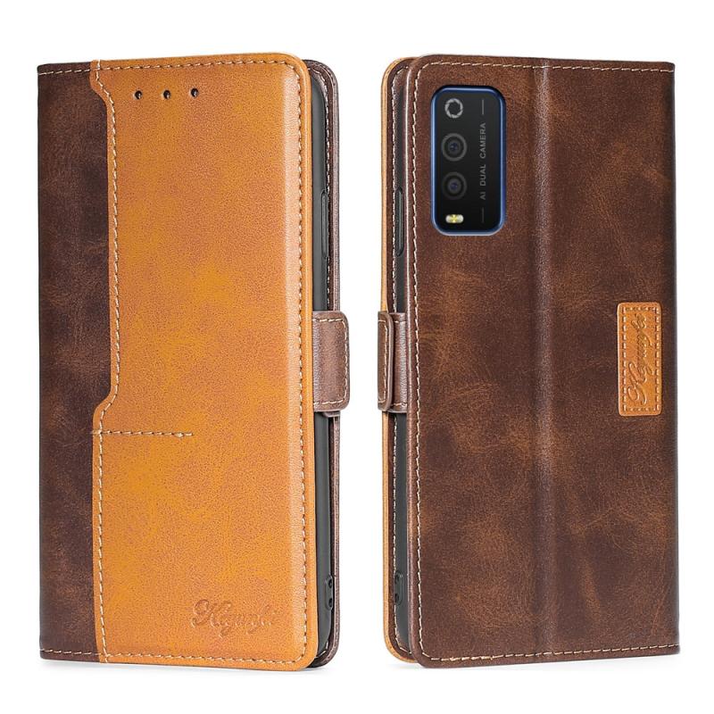 Voor TCL 205 Contrast Kleur Side Buckle Leather Phone Case (donkerbruin + goud)