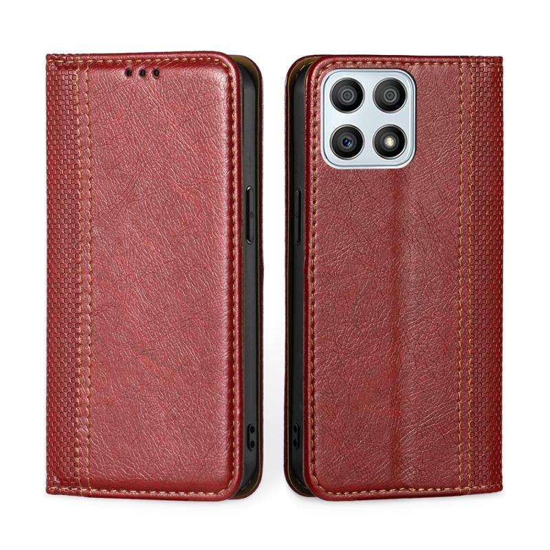 Voor Honor X30I Grid Textuur Magnetic Flip Leather Phone Case