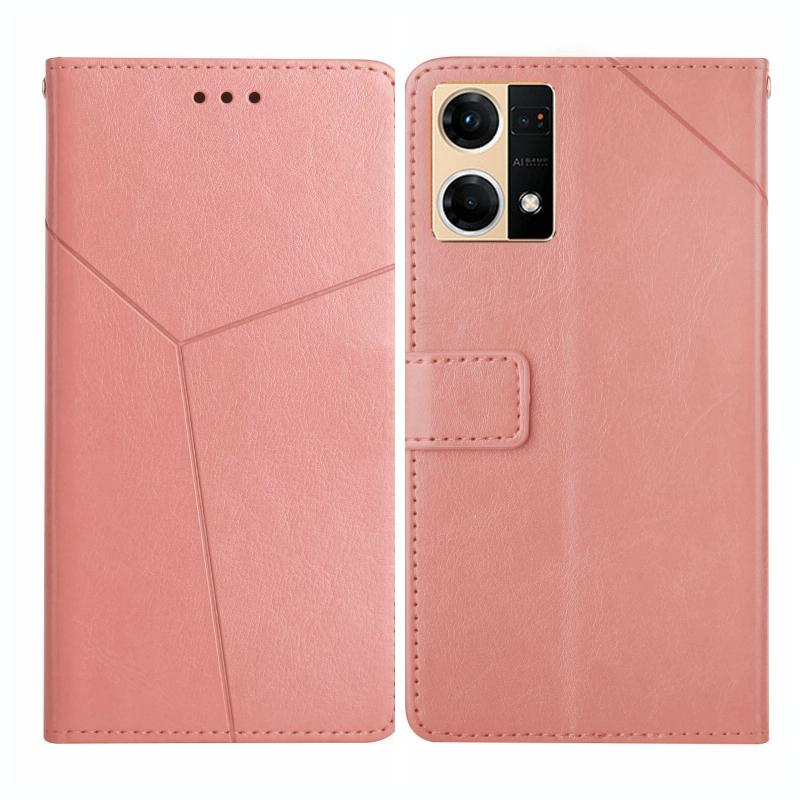 Voor Oppo Reno7 4G Y Stitching Horizontal Flip Leather Phone Case (Rose Gold)