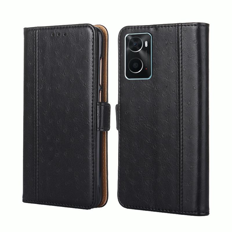 Voor OPPO A36 4G / A76 4G Global struisvogel textuur Flip Leather Case