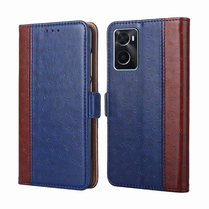 Voor OPPO A36 4G / A76 4G Global struisvogel textuur Flip Leather Case