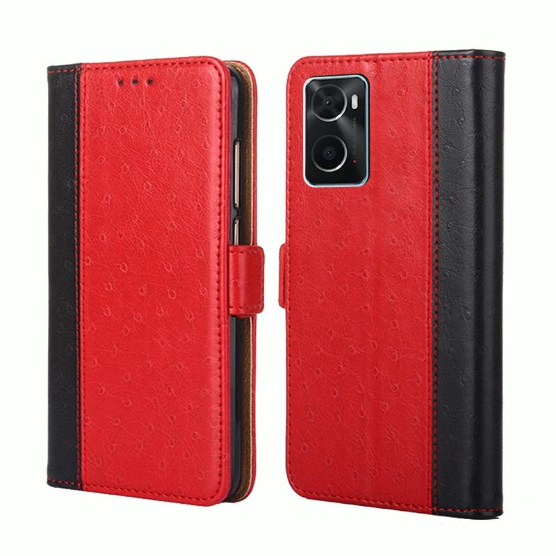 Voor OPPO A36 4G / A76 4G Global struisvogel textuur Flip Leather Case