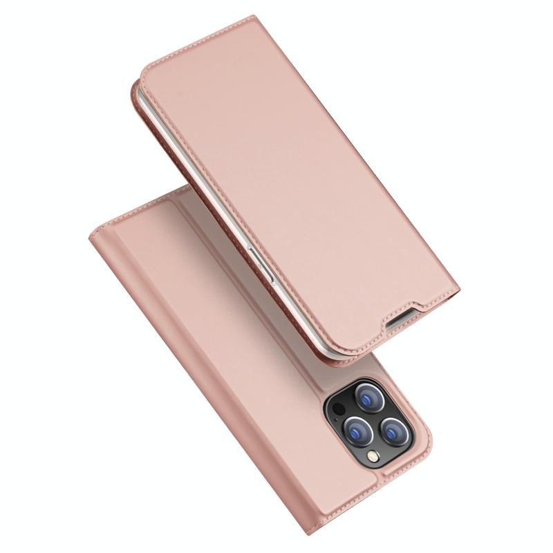 Dux Ducis Skin Pro -serie Schokbestendig horizontale flip lederen telefoonhoesje voor iPhone 14 Pro Max (Rose Gold)