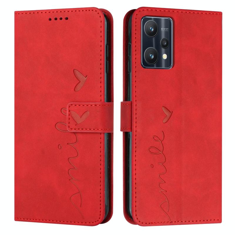 Voor Oppo Realme 9 Pro+ Skin Feel Heart Pattern lederen telefoonhoesje