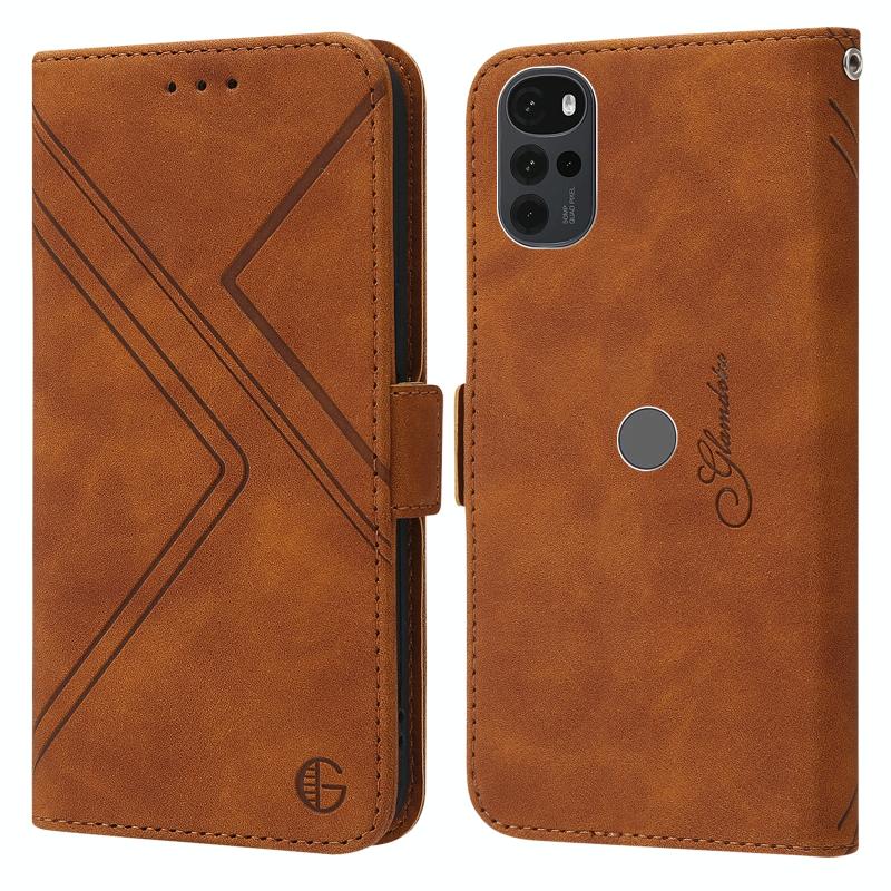 Voor Motorola Moto G22 RFID Geometrische lijn Flip Leather Phone Case