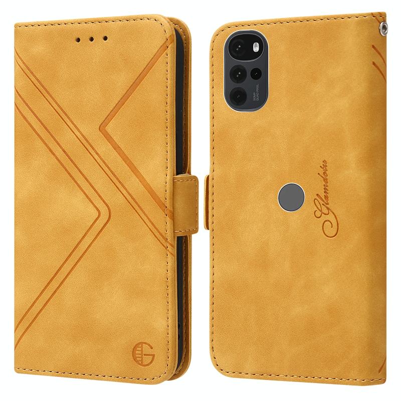 Voor Motorola Moto G22 RFID Geometrische lijn Flip Leather Phone Case