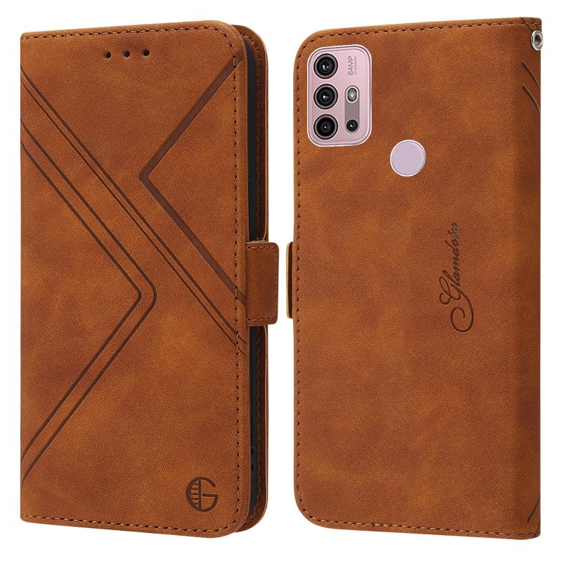 Voor Motorola Moto G30 / G10 / G20 RFID Geometrische lijn Flip Leather Phone Case