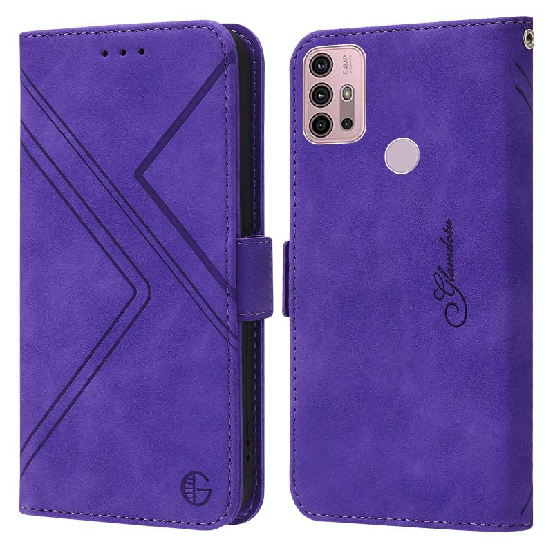 Voor Motorola Moto G30 / G10 / G20 RFID Geometrische lijn Flip Leather Phone Case