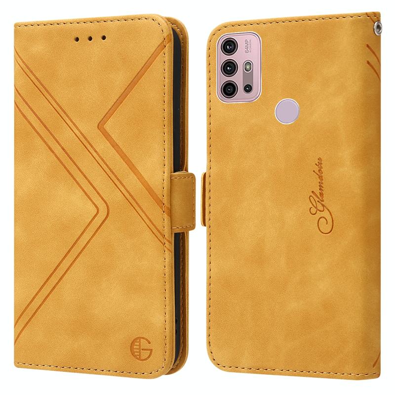 Voor Motorola Moto G30 / G10 / G20 RFID Geometrische lijn Flip Leather Phone Case