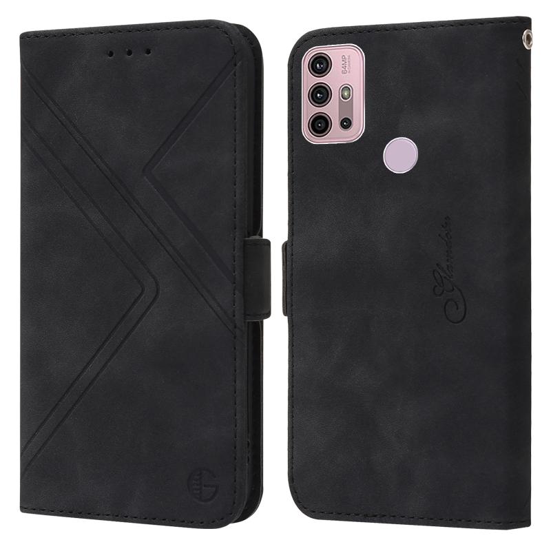 Voor Motorola Moto G30 / G10 / G20 RFID Geometrische lijn Flip Leather Phone Case