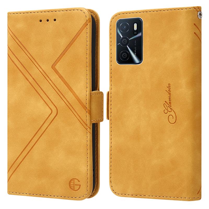 Voor Oppo A16 RFID Geometrische lijn Flip Leather Phone Case