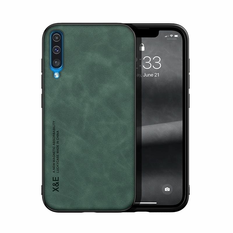 Voor Samsung Galaxy A50 Skin Feel Magnetic Leather Back Phone Case