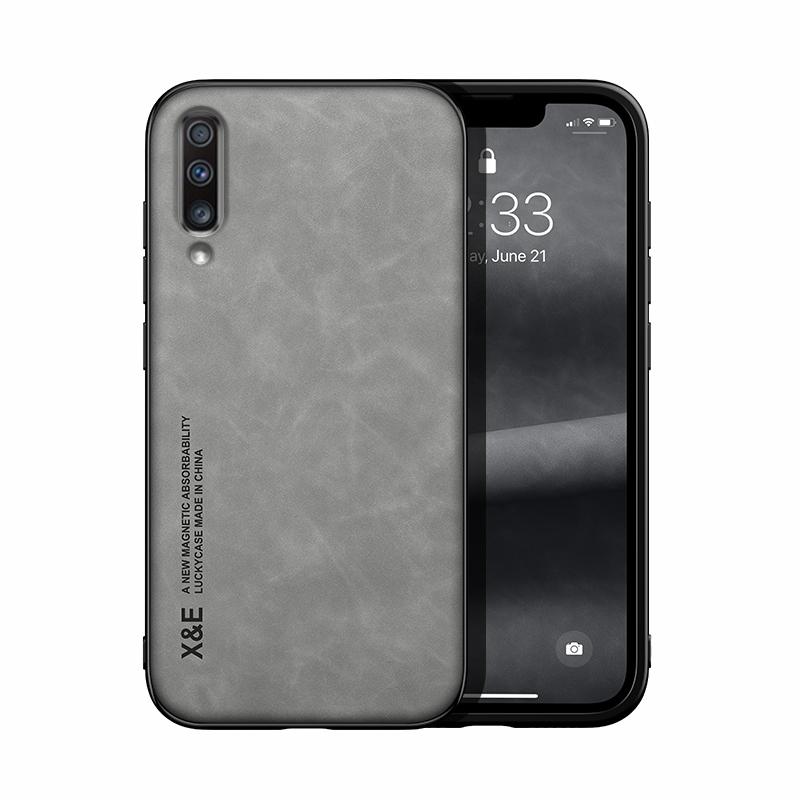 Voor Samsung Galaxy A70 Skin Feel Magnetic Leather Back Phone Case (Galactic Gray)