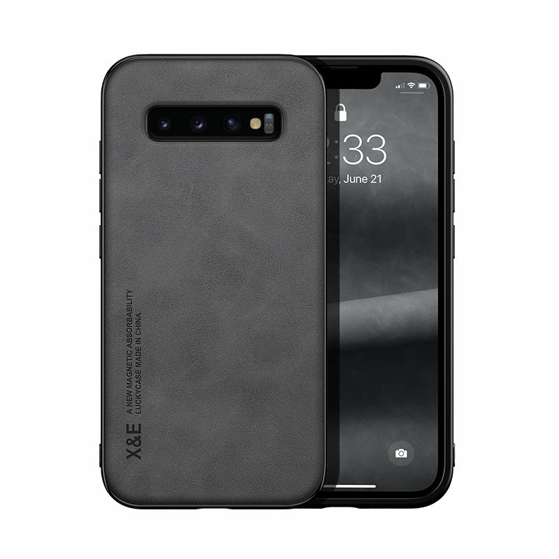 Voor Samsung Galaxy S10 Skin Feel Magnetic Leather Back Phone Case (Graphite Gray)