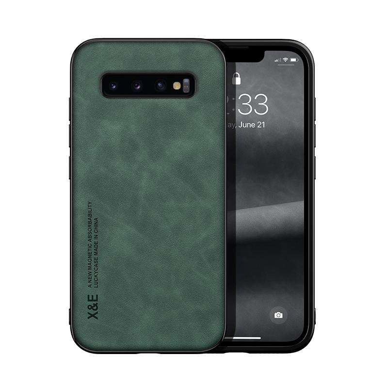 Voor Samsung Galaxy S10 Skin Feel Magnetic Leather Back Phone Case