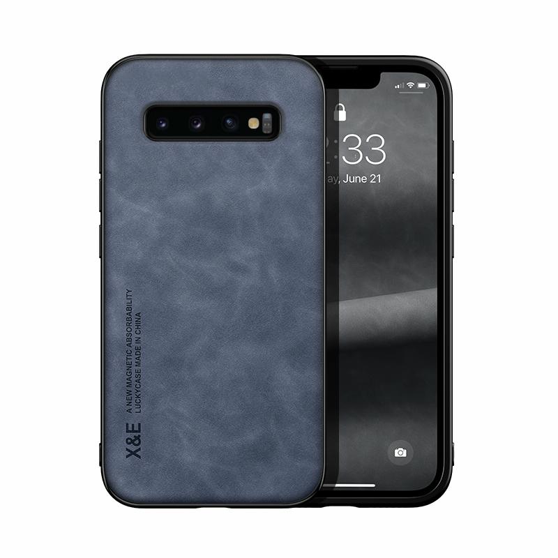 Voor Samsung Galaxy S10 Skin Feel Magnetic Leather Back Phone Case