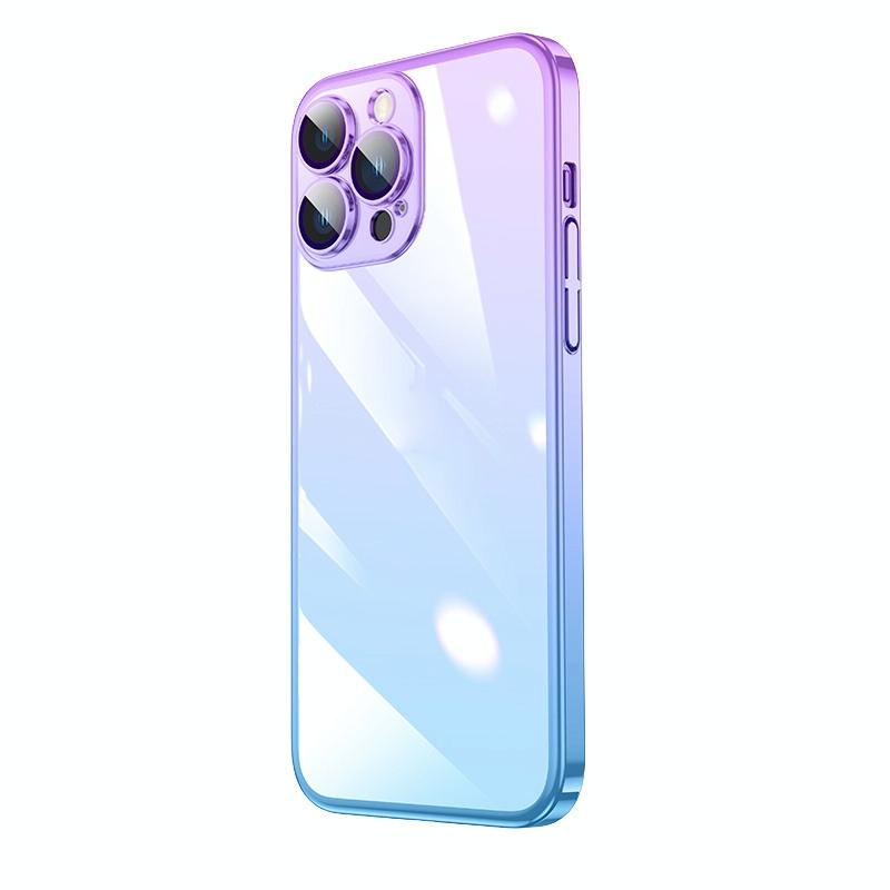 Transparant geëlektroplateerd pc -gradiënt telefoonhoesje voor iPhone 13 Pro Max (blauw paars)