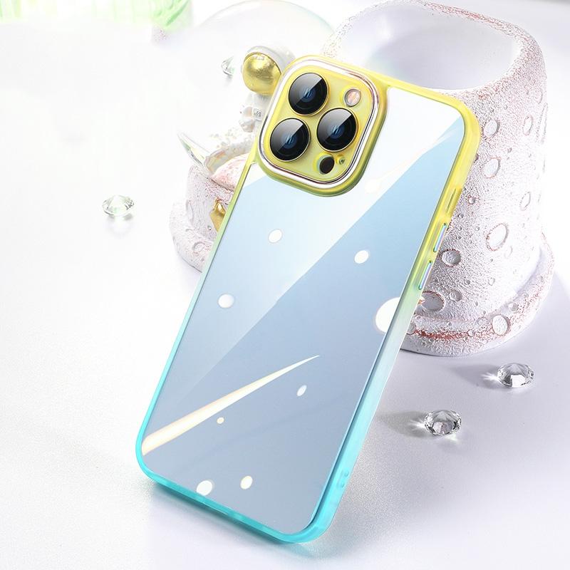 Gradient Diamond Frame telefoonhoesje voor iPhone 13 Pro Max (geel cyaan)