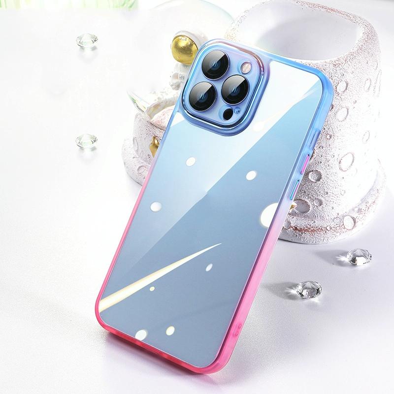 Gradient Diamond Frame telefoonhoesje voor iPhone 13 Pro Max (blauw roze)