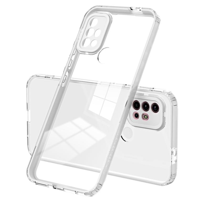 Voor Motorola Moto G20 3 in 1 Clear TPU Color PC Frame Phone Case