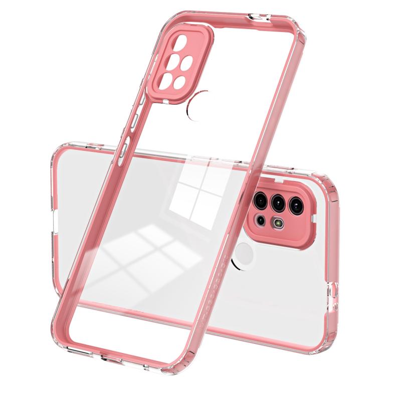 Voor Motorola Moto G30 3 in 1 Clear TPU Color PC Frame Phone Case