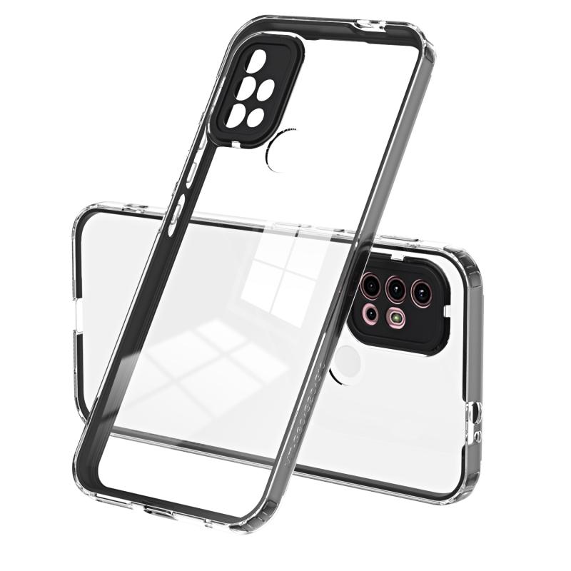 Voor Motorola Moto G30 3 in 1 Clear TPU Color PC Frame Phone Case