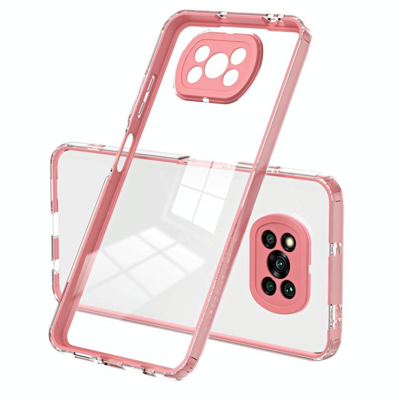 Voor Xiaomi Poco X3 3 in 1 Clear TPU Color PC Frame Phone Case