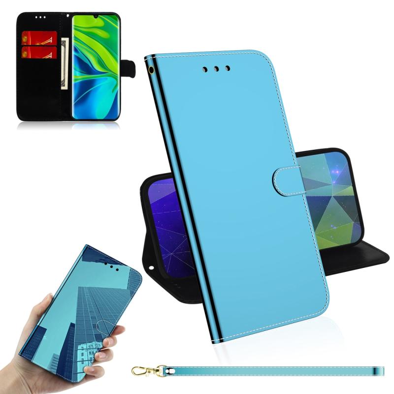 Voor Xiaomi Mi Note10 Pro Lmitated Mirror Surface Horizontal Flip Leather Case met Holder & Card Slots & Wallet & Lanyard(Blue)
