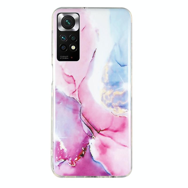 Voor Xiaomi Redmi Note 11 Global IMD Marble Pattern TPU Phone Case (roze blauw)
