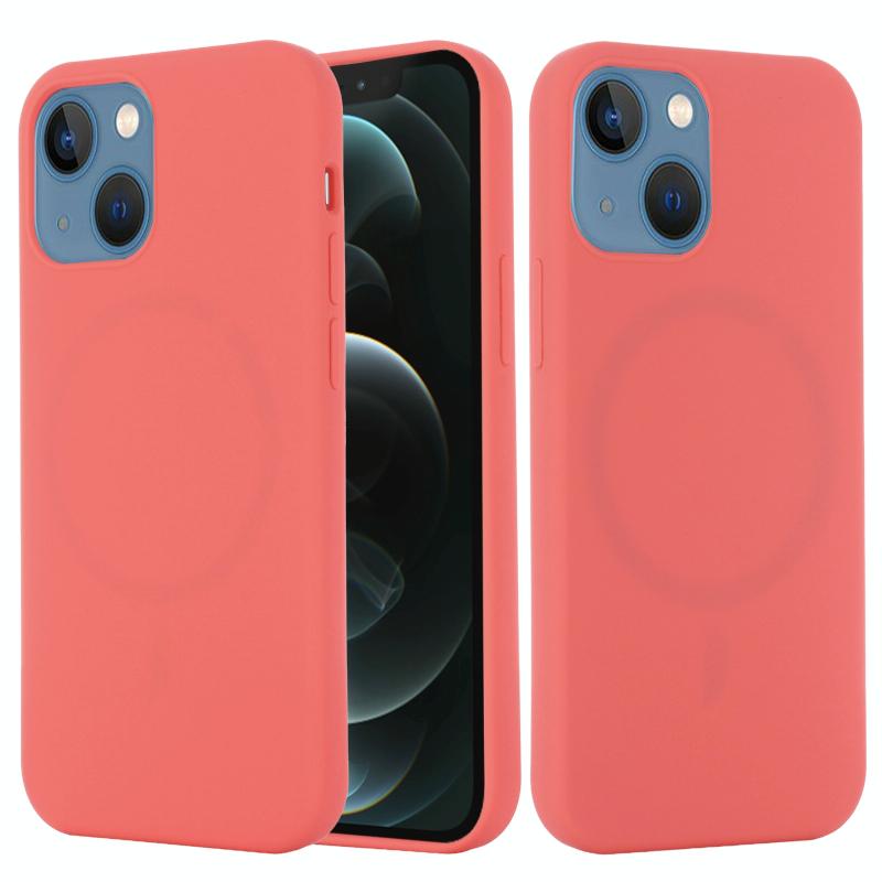 Schokbestendig siliconen Magsafe-hoesje voor iPhone 14 Max (roze oranje)