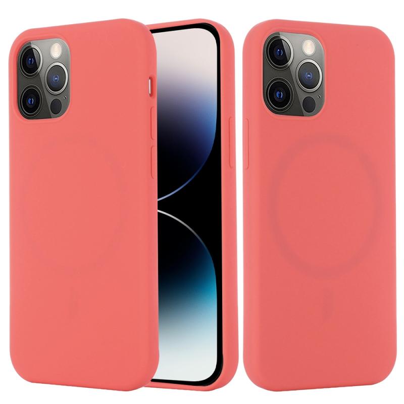 Schokbestendig siliconen Magsafe-hoesje voor iPhone 14 Pro Max (roze oranje)