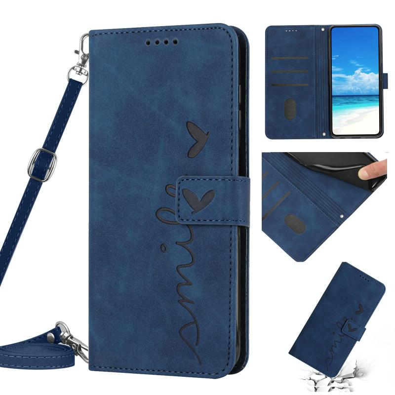 Voor Motorola Moto G Stylus 5G 2022 Skin Feel Heart Pattern lederen telefoonhoes met lanyard