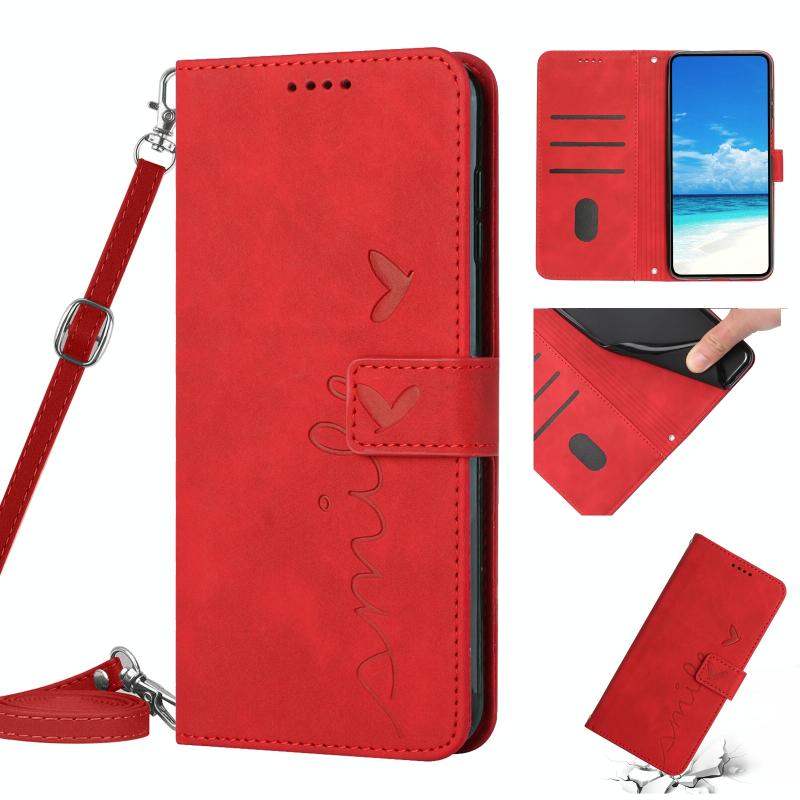 Voor Motorola Moto G Stylus 5G 2022 Skin Feel Heart Pattern lederen telefoonhoes met lanyard