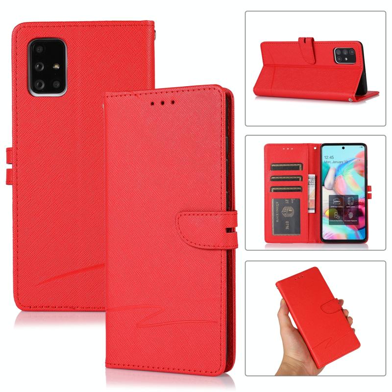 Voor Samsung Galaxy A71 Cross Texture Horizontal Flip Leather Phone Case (Rood)