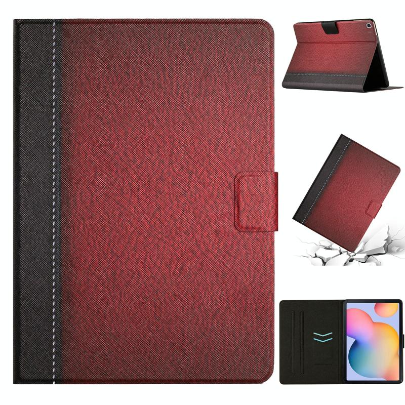 Voor Samsung Galaxy Tab A7 Lite T220 Stiksels Effen Kleur Smart Leather Tablet Case (Rood)