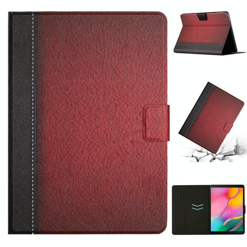 Voor Samsung Galaxy Tab A 10.1 2019 T510 Stiksels Effen Kleur Smart Leather Tablet Case (Rood)
