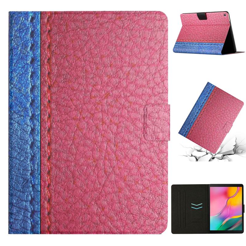 Voor Samsung Galaxy Tab A 10.1 2019 T510 Stitching Effen Kleur Smart Leather Tablet Case (Rose Red)