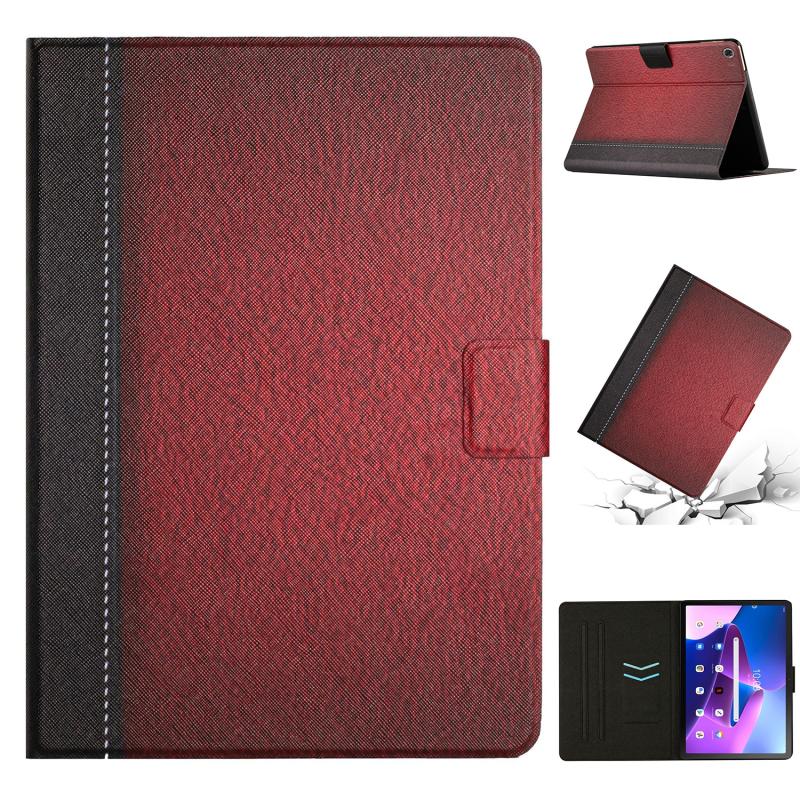 Voor Lenovo Tab M10 Plus Stiksels Effen Kleur Smart Leather Tablet Case (Rood)