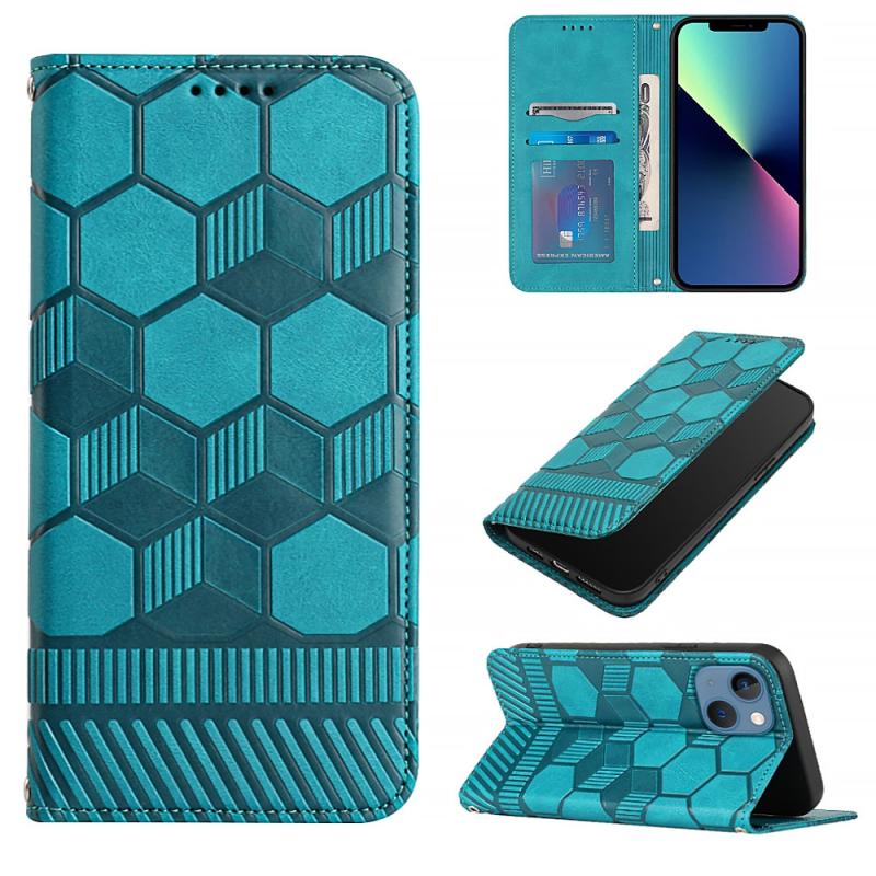 Football Texture Magnetic Leather Flip Phone Case voor iPhone 13 mini (Lichtblauw)