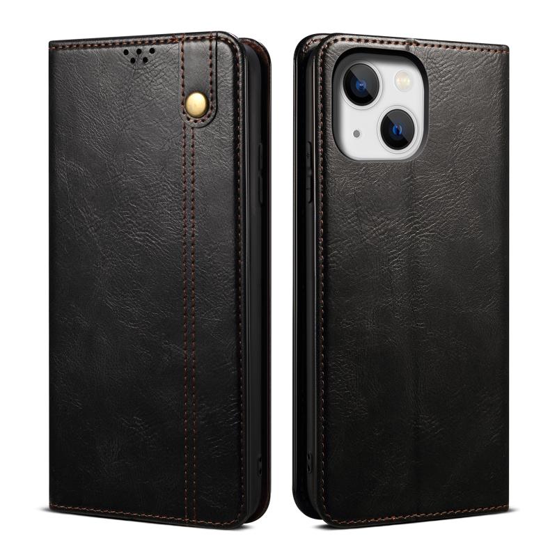 Simple Wax Crazy Horse Texture Horizontal Flip Leather Case voor iPhone 14