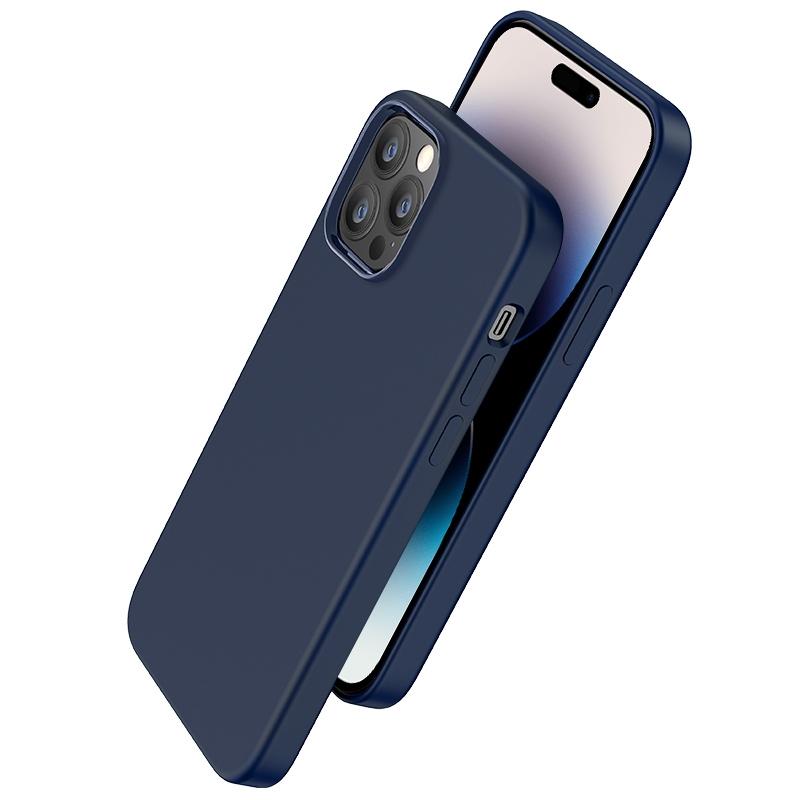 hoco Pure Series Liquid Silicone Phone Case For iPhone 14 Pro(Blue)