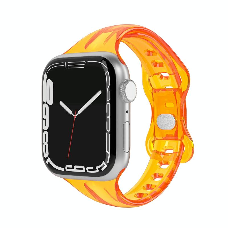 TPU 8-gesp horlogeband voor Apple Watch Series 7 45 mm / 6 & SE & 5 & 4 44 mm / 3 & 2 & 1 42 mm (fluorescerend oranje)