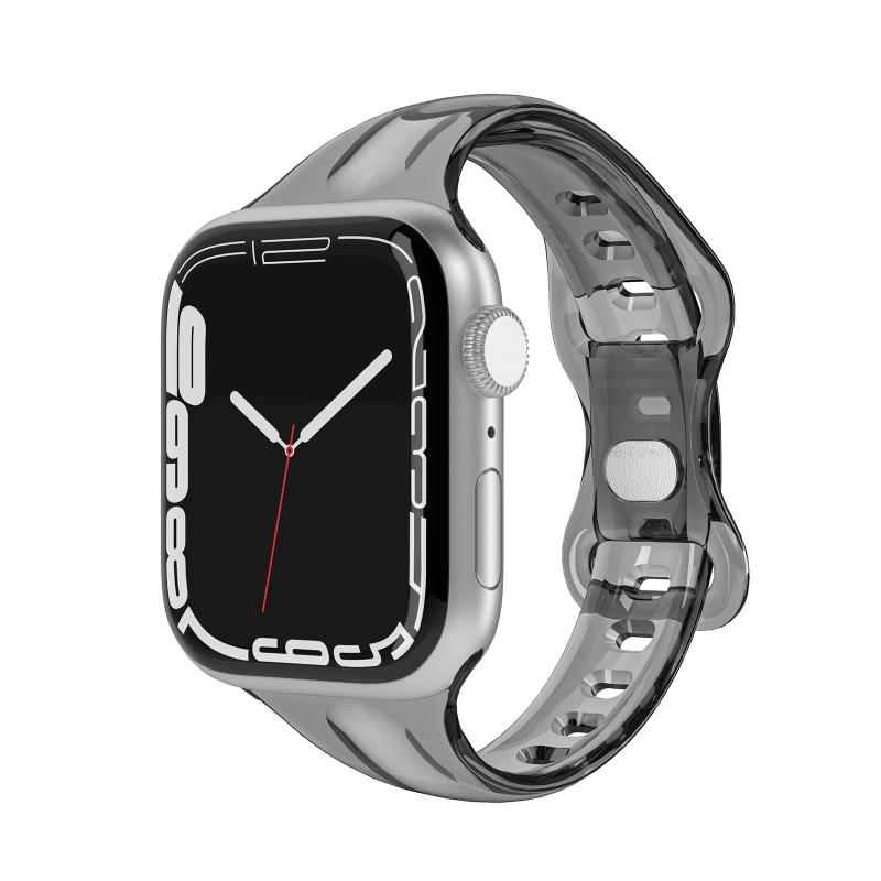 TPU 8-gesp horlogeband voor Apple Watch Series 7 41 mm / 6 & SE & 5 & 4 40 mm / 3 & 2 & 1 38 mm (transparant zwart)