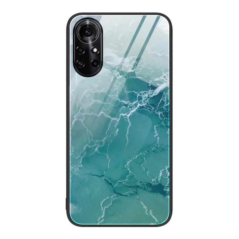 For Huawei Nova 8 Pro Marble Pattern Glass Protective Phone Case(Green Ocean)