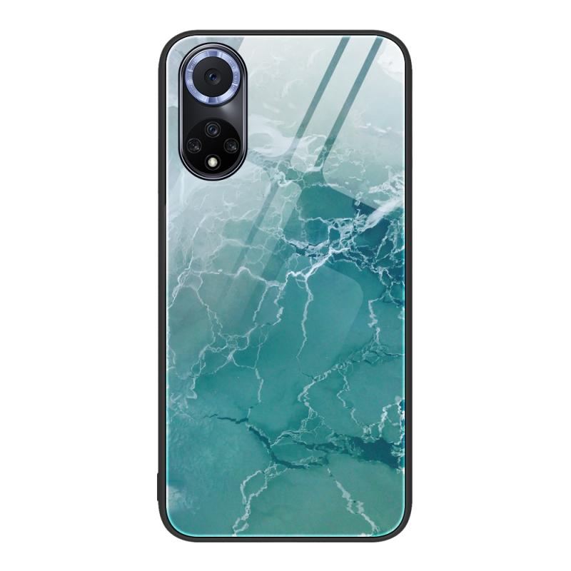 Voor Huawei Nova 9 Marmeren Patroon Glas Beschermende Telefoon Case (Groene Oceaan)