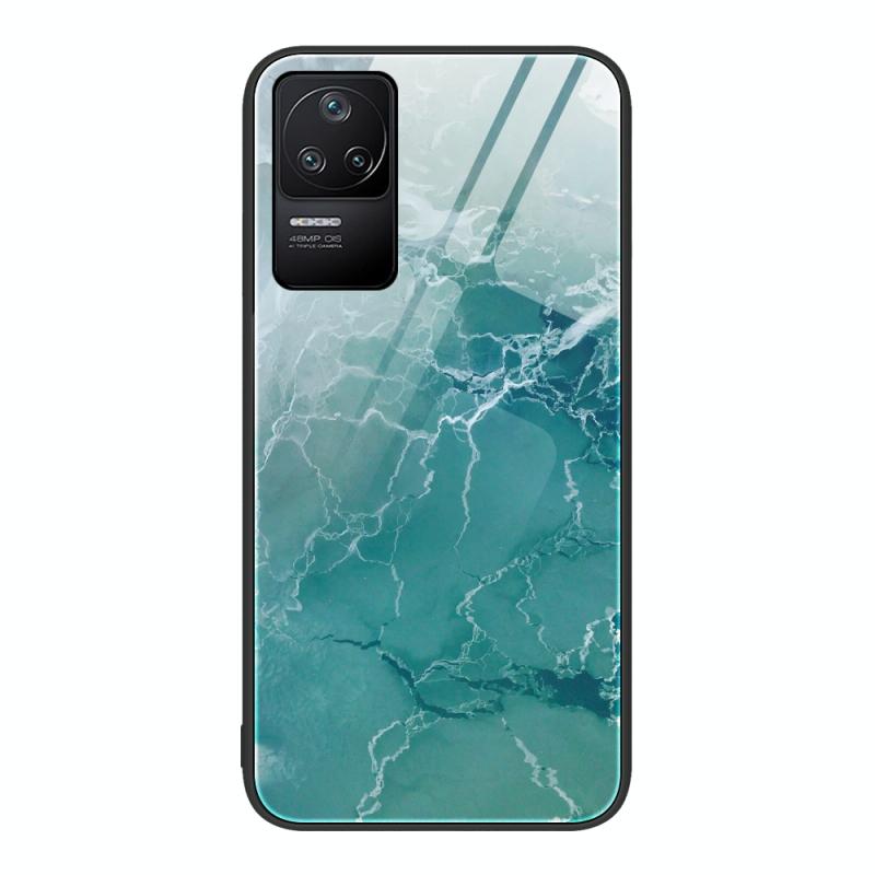 For Xiaomi Redmi K50 Marble Pattern Glass Protective Phone Case(Green Ocean)