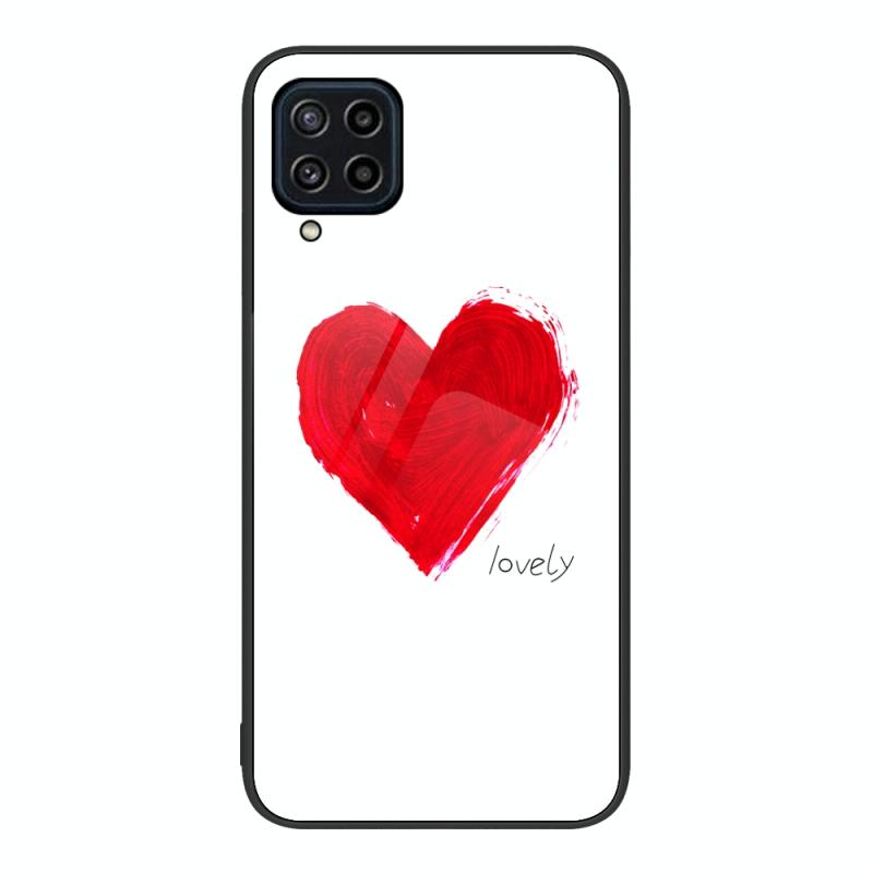 For Samsung Galaxy M32 Colorful Painted Glass Phone Case(Love)