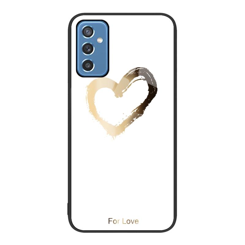 For Samsung Galaxy M52 5G Colorful Painted Glass Phone Case(Golden Love)