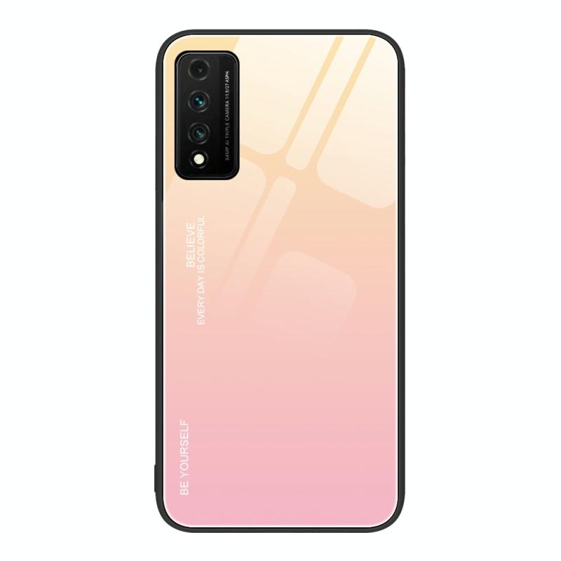 For Huawei Nzone S7 Pro 5G Gradient Color Glass Case(Yellow Pink)