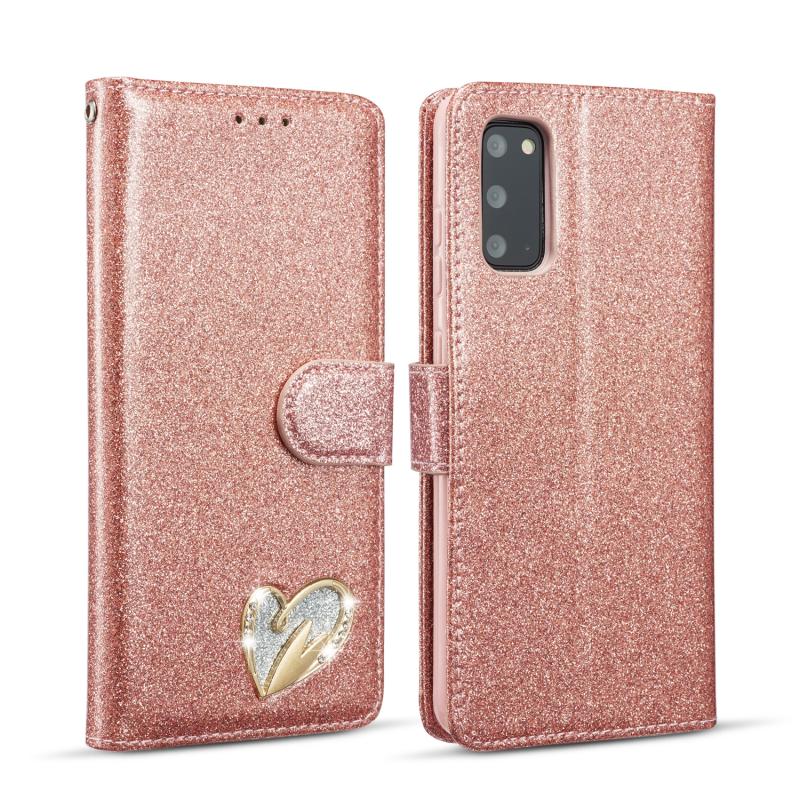 Voor Samsung Galaxy S20/S20+ Glitter Poeder Liefde Lederen Telefoonhoes (Roze)